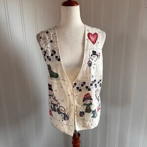 Vintage 70s/80s Homemade Snowman Vest OS